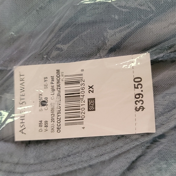 Ashley Stewart Cozy Light Pastel Blue Lounge V Neck Poncho, 2X - Picture 2 of 4